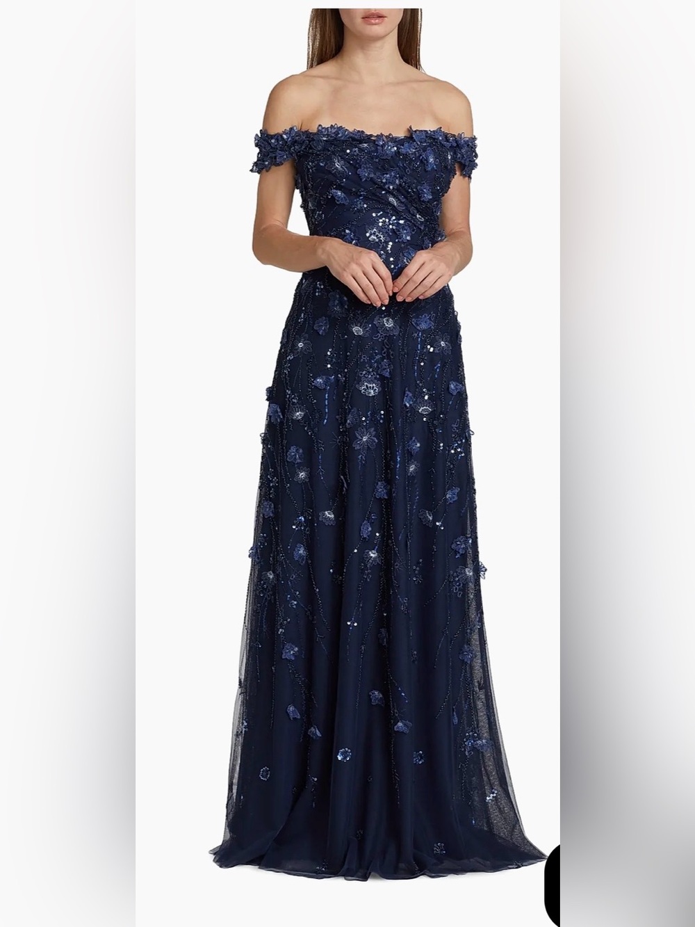 Embellished Navy Beaded Lace Fabric Dress NWT